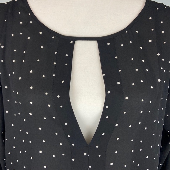 monk & lou Blouse Plunge V Neck Polka Dot Print Flowy 3/4 Sleeve Size Small - Picture 4 of 14
